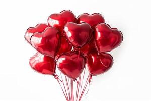 ai gerado vermelho coração balões, amor dentro ar foto