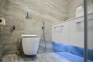 limpar \ limpo banheiro tigela dentro hotel banheiro interior decoração foto