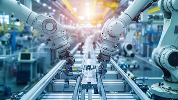 ai gerado robótico automação dentro industrial fabricação foto