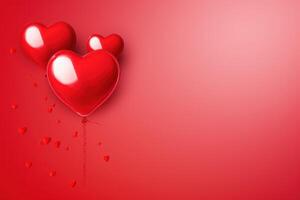 ai gerado balões dentro forma do coração em vermelho fundo, dia dos namorados dia. generativo ai foto