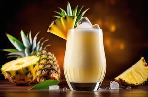 ai gerado alcoólico e não alcoólico coquetel pina colada, coquetel com tropical frutas, verão refrescante coquetel foto