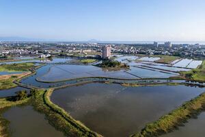 aéreo Visão do 52 jia pantanal dentro Yilan condado, Taiwan foto