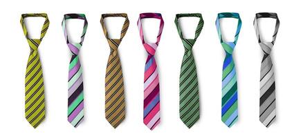 amarrado gravatas dentro diferente cores, masculino listrado laços foto