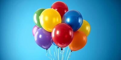 ai gerado colorida balões flutuando dentro a ar foto