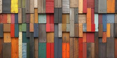 ai gerado colorida de madeira pranchas pano de fundo - texturizado, multicolorido superfície foto