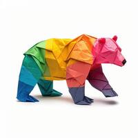 ai gerado colorida origami urso, único papel polígono obra de arte, ideal animal conceito, ai gerado foto