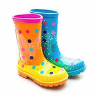 ai gerado colorida crianças chuva botas, brincalhão poça companheiros. pronto para respingos estilo, ai gerado. foto