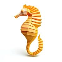 ai gerado colorida origami cavalo marinho, único papel polígono obra de arte, ideal animal conceito, ai gerado foto