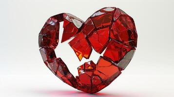 ai gerado brilhante vermelho quebrado coração, representando a fragmentação do amor, ai gerado foto