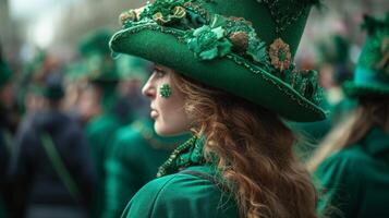 ai gerado lindo imagens do pessoas vestido dentro tradicional irlandês vestuário foto