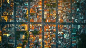 ai gerado aéreo Visão do urbano cidade rede foto