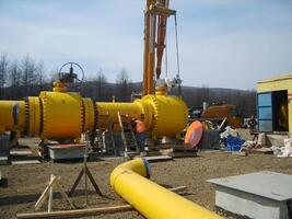 construção do a óleo e gás pipeline. foto
