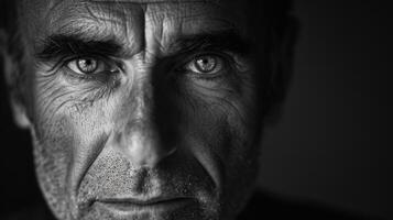 ai gerado retrato do sério olhando Senior velho homem conceito para mental doença, Alzheimer, demência, depressão, pesar. foto