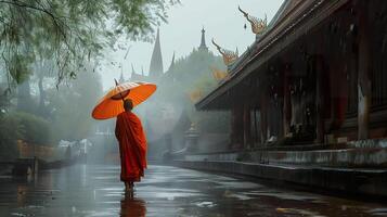 ai gerado espiritual tranqüilidade, Buda dentro Tailândia com urbano expressionismo foto