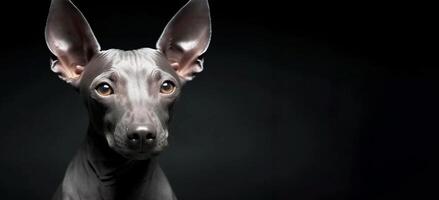 ai gerado mexicano Calvo cachorro xoloitzcuintli de raça pura lindo procriar do cachorro, fundo natureza foto