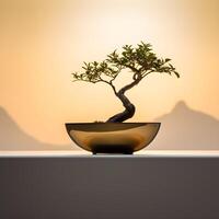 ai gerado bonsai árvore dentro uma minimalista planta de casa Panela foto