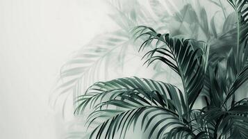 ai gerado tropical verde Palma folhas em uma luz voltar. abstrato verão modelo. foto