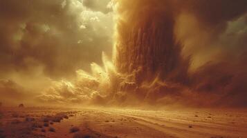 ai gerado uma areia tornado dentro a tarde com a aparência do ondulante haboob nuvens foto