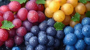 ai gerado colorida uva fruta fundo com uma sentir do frescor. foto