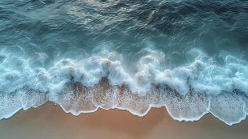 ai gerado lindo azul oceano ondas em limpar \ limpo arenoso de praia fundo. verão período de férias fundo conceito. foto