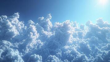 ai gerado uma Claro azul céu cena com uma trilha do fino cirro nuvens e bem grãos. foto