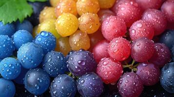 ai gerado colorida uva fruta fundo com uma sentir do frescor. foto