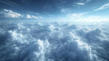 ai gerado Visão do a céu mostrando Kelvin-Helholtz nuvens, com camadas do ondulado nuvens formado de diferenças dentro vento velocidade. foto