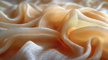 ai gerado caloroso tonificado suave seda tecido ondulado fundo. a luxuoso tecido textura é muito realista e detalhado. foto