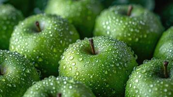 ai gerado verde maçã fruta fundo com uma sentir do frescor. foto