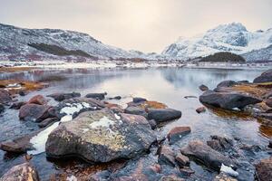 fiorde dentro inverno, Noruega foto