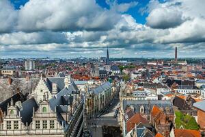 aéreo Visão do Gent a partir de campanário. Gante, Bélgica foto