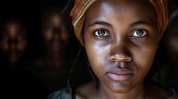 ai gerado emocional africano mulheres com uma grupo do mulheres fundo. foto