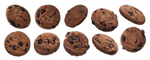 chocolate aveia lasca biscoitos isolado em branco fundo foto