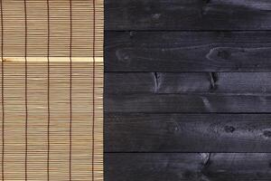 bambu esteira para Sushi. topo Visão com cópia de espaço foto