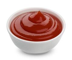 tigela do ketchup isolado em branco fundo foto