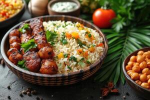 ai gerado Ramadã iftar refeição Ideias publicidade Comida fotografia foto