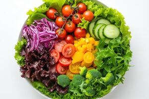 ai gerado misturado legumes salada isolado cozinha mesa profissional publicidade Comida fotografia foto