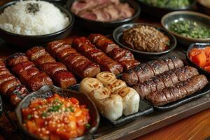 ai gerado delicioso grelhado carne com legumes profissional publicidade Comida fotografia foto