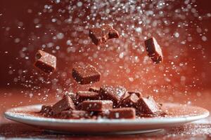 ai gerado coração chocolate biscoitos vôo dentro a ar profissional publicidade Comida fotografia foto