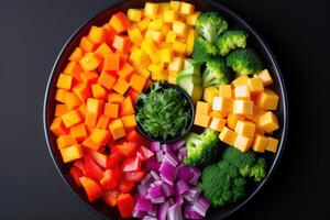 ai gerado misturado legumes salada isolado cozinha mesa profissional publicidade Comida fotografia foto