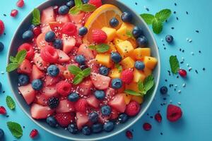 ai gerado Comida em a cozinha mesa para postar em social meios de comunicação profissional publicidade Comida fotografia foto