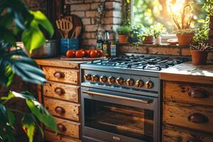 ai gerado uma simplista moderno cozinha dentro uma moderno casa profissional publicidade fotografia foto