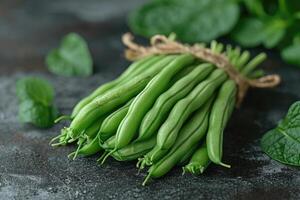 ai gerado verde feijão isolado cozinha mesa profissional publicidade Comida fotografia foto