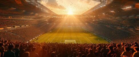 ai gerado fãs às futebol estádio dentro a tarde foto