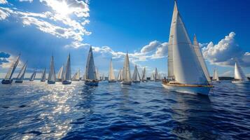 ai gerado Navegando regata concorrência dentro mar foto