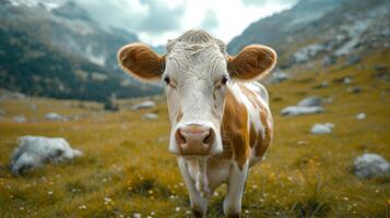 ai gerado uma lindo vaca parece para dentro a Câmera foto