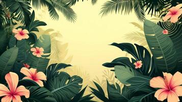ai gerado lindo fundo para publicidade com tropical folhas, Palma árvores foto