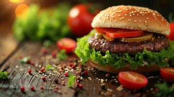 ai gerado lindo fundo para carne hamburguer publicidade foto