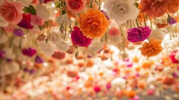 ai gerado uma fechar-se do florescendo flores cria uma animado e encantador atmosfera foto