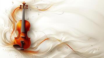 ai gerado minimalista pano de fundo adornado com uma violino e delicado musical notas foto